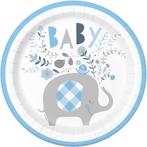 Baby Olifant Borden Blauw 23cm 8st, Verzenden, Nieuw