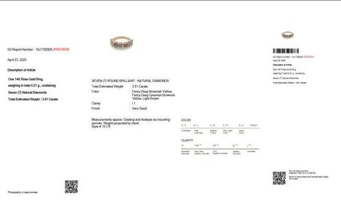 Zonder Minimumprijs - Ring - 14 karaat Roségoud - 3.81ct., Sieraden, Tassen en Uiterlijk, Ringen