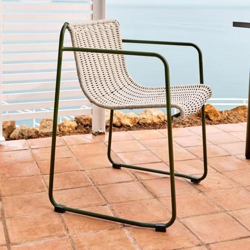 *WOONWINKEL* Kave Home Maurina Beige Tuinstoel Staal Met Tou, Tuin en Terras, Tuinsets en Loungesets, Nieuw, Verzenden