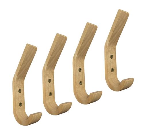 Set van 4 houten kapstokhaken (rubberwood), Doe-het-zelf en Verbouw, Gereedschap | Handgereedschap, Nieuw, Ophalen of Verzenden