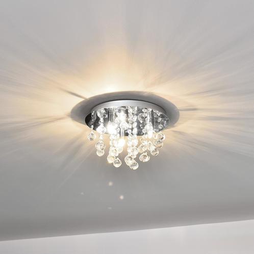 Plafondlamp Trio met kristallen 20xØ28 cm chroom 3xG9, Huis en Inrichting, Lampen | Plafondlampen, Nieuw, Verzenden