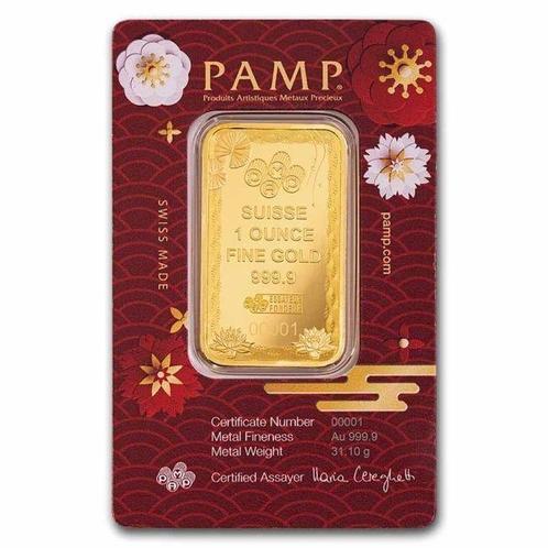 1 Troy Ounce - Goud .999 - PAMP Suisse 2025 Good Luck Koi, Postzegels en Munten, Edelmetalen en Baren