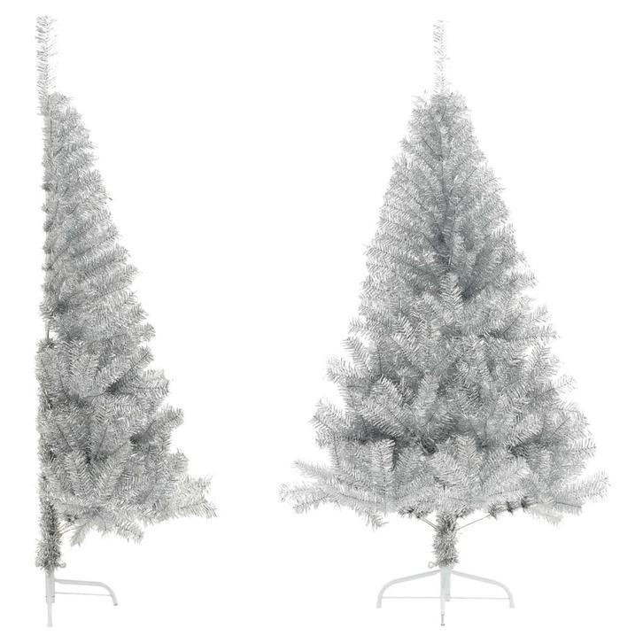 vidaXL Kunstkerstboom half met standaard 150 cm PET, Diversen, Kerst, Nieuw, Verzenden
