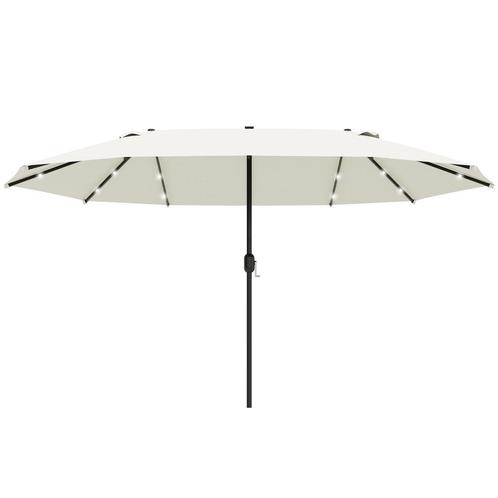 Parasol - LuxeGenie - Dubbel - LED-verlichting - Crèmekleur, Tuin en Terras, Parasols, Nieuw, Ophalen of Verzenden