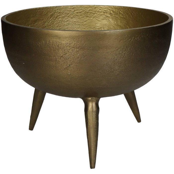 Bloempot - Aluminium - goudkleurige schaal, Antiek en Kunst, Kunst | Designobjecten