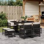 vidaXL 9-delige Tuinset poly rattan zwart, Nieuw, 8 zitplaatsen, Tuinset, Verzenden
