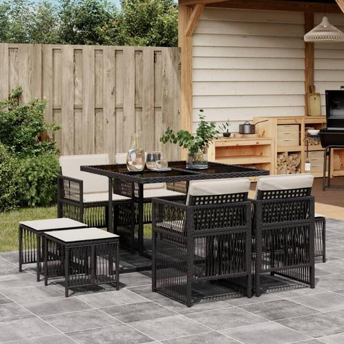 vidaXL 9-delige Tuinset poly rattan zwart, Tuin en Terras, Tuinsets en Loungesets, Tuinset, Nieuw, 8 zitplaatsen, Rotan, Verzenden