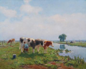 Schilderij Polderlandschap met koeien