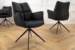 Bureaustoel PAPILLON zwart echt leer zwart metalen frame met, Ophalen of Verzenden, Nieuw