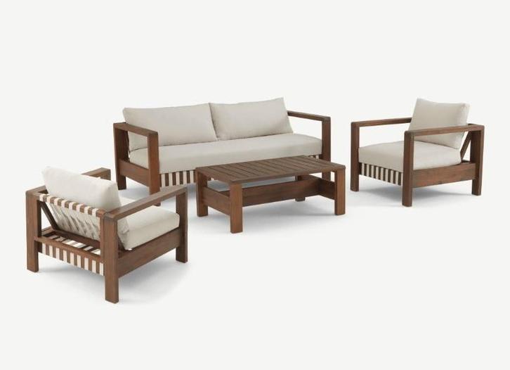 Stoel-Bank Loungeset - Zambra - Acacia - Wit - The Outsider, Tuin en Terras, Tuinbanken, Verzenden