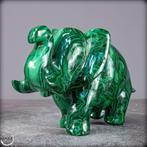 Zeer Decoratieve Natuurlijke Malachiet Olifant- 1212.12 g, Verzamelen