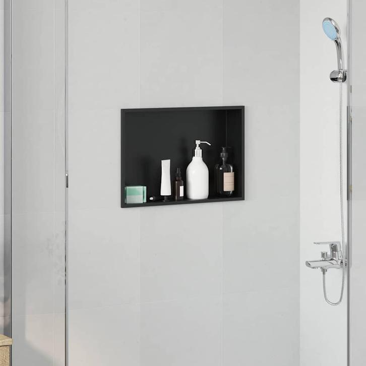 vidaXL Douche Niche Zwart 45 x 30 x 9.5 cm Roestvrij staal, Doe-het-zelf en Verbouw, Sanitair, Nieuw, Verzenden
