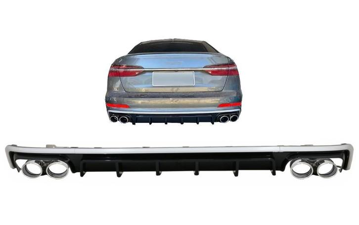 Diffusor Audi A6 S-Line C8 Zilver incl. sierstukken Chroom, Auto-onderdelen, Carrosserie en Plaatwerk, Ophalen of Verzenden