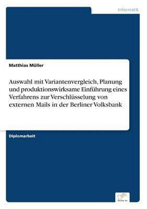 9783836600613 Auswahl mit Variantenvergleich, Planung und..., Boeken, Studieboeken en Cursussen, Nieuw, Verzenden