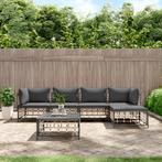 vidaXL 6-delige Loungeset met kussens poly rattan, Verzenden, Nieuw, Rotan, Loungeset