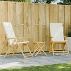 vidaXL 3-delige Bistroset inklapbaar met kussens bamboe, Tuin en Terras, Verzenden, Nieuw, Hout
