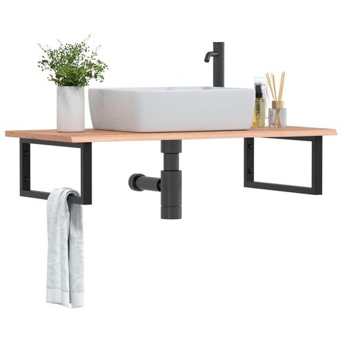 vidaXL Badkamer wandschap staal en massief eikenhout, Huis en Inrichting, Tafels | Kaptafels, Nieuw, Verzenden