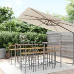 vidaXL 9-delige Tuinbarset poly rattan en massief acaciahout, Verzenden, Nieuw, Rotan, 8 zitplaatsen