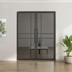 Dubbele stalen taatsdeur 6 Vlaks  Rook glas Luxe design, Minder dan 80 cm, Overige typen, Nieuw, Metaal