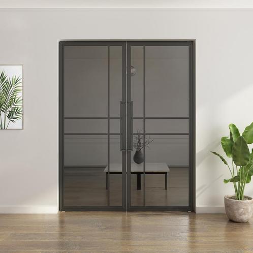 Dubbele stalen taatsdeur 6 Vlaks  Rook glas Luxe design, Doe-het-zelf en Verbouw, Deuren en Horren, Nieuw, Metaal, Overige typen