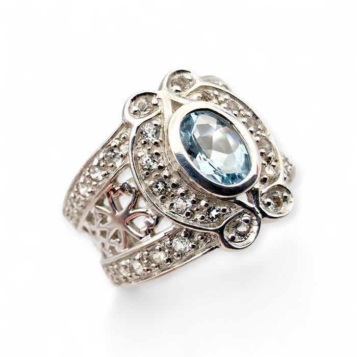 Zonder minimumprijs - Ring Zilver - Topaz (Gecertificeerd), Sieraden, Tassen en Uiterlijk, Ringen