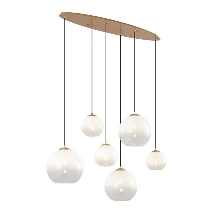 Hotel Chique hanglamp messing met wit glas langwerpig, Huis en Inrichting, Lampen | Hanglampen, Nieuw, Overige materialen, 75 cm of meer