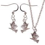 Set - Ketting 55cm - Oorbellen Zilverkleurig - Hangertje Hek, Sieraden, Tassen en Uiterlijk, Ophalen of Verzenden, Nieuw