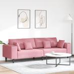 vidaXL Velours Bank met kussen met kussen Roze 209 cm, Verzenden, Nieuw, Stof, Minder dan 150 cm