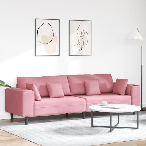 vidaXL Velours Bank met kussen met kussen Roze 209 cm, Huis en Inrichting, Banken | Bankstellen, Nieuw, Minder dan 150 cm, Stof