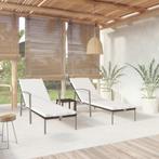 vidaXL Ligbedden 2 st met tafel poly rattan bruin, Verzenden, Nieuw