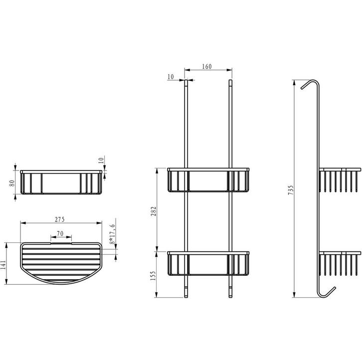 Xellanz Domo Doucherekje - Hangend - Mat Zwart, Huis en Inrichting, Badkamer | Badtextiel en Accessoires, Nieuw, Ophalen of Verzenden