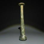 Oud-Romeins Glas Zalf. 1e - 3e eeuw n.Chr. 16,3 cm hoog. Ex