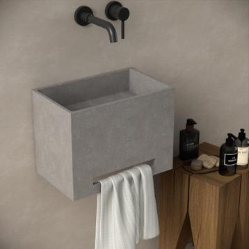 Wand fontein Tomo 40x25x30cm beton met handdoekhouder donker beschikbaar voor biedingen