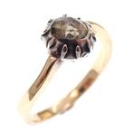 Antieke gouden ring met roos geslepen diamanten | 0,30 ct., 18 tot 19, Gebruikt, Overige kleuren, Ophalen of Verzenden