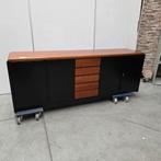 Grote  zwarte houten lage kantoorkast met laden en  deuren a, Huis en Inrichting, Kasten | Dressoirs, Ophalen of Verzenden, Nieuw
