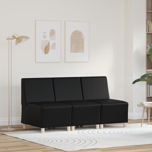 vidaXL Bankstoelen 3 pcs Zwart 55 x 74 x 82 cm Kunstleer, Huis en Inrichting, Banken | Bankstellen, Nieuw, Minder dan 150 cm, Leer