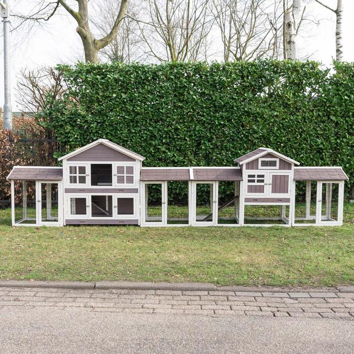 Konijnenhok Sissi met Amalie Combi Giant Wit/Taupe, Dieren en Toebehoren, Knaagdieren en Konijnen | Hokken en Kooien, Verzenden
