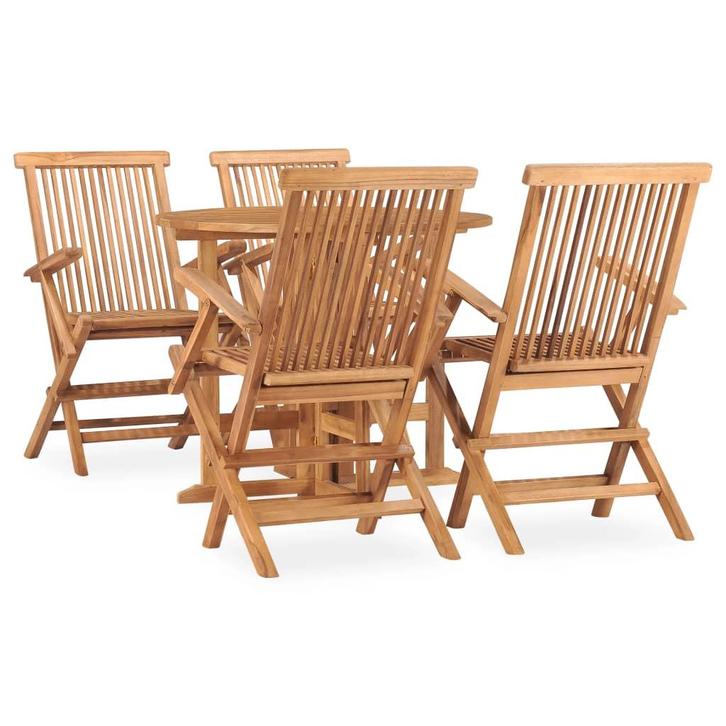 vidaXL 5-delige Tuinset inklapbaar massief teakhout, Tuin en Terras, Tuinsets en Loungesets, Tuinset, Nieuw, 4 zitplaatsen, Teakhout