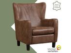 Leren fauteuil Hug - Vintage Brown (bruin) - Poten hout, Huis en Inrichting, Fauteuils, Nieuw, Ophalen of Verzenden, 75 tot 100 cm