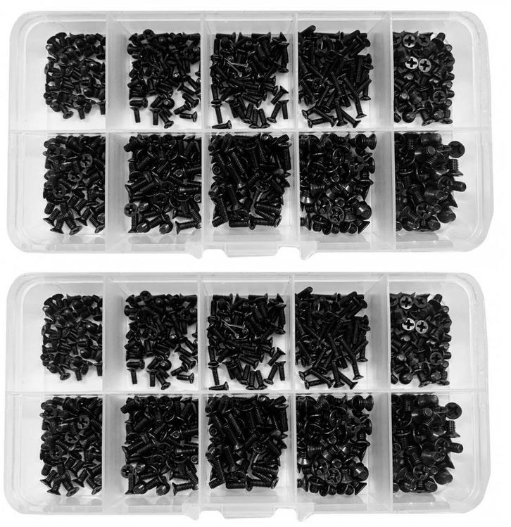 Set van 1000 kleine zwarte boutjes (M2, M2.5 en M3, 4-8 mm), Doe-het-zelf en Verbouw, Gereedschap | Handgereedschap, Nieuw, Ophalen of Verzenden