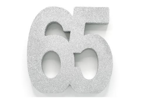 Zilver Tafeldecoratie Cijfer 65 Glitter 20,5cm, Hobby en Vrije tijd, Feestartikelen, Nieuw, Verzenden