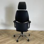Dauphin directie bureaustoel met hoofdsteun, zwart leder, Gebruikt, Zwart, Ophalen of Verzenden, Bureaustoel