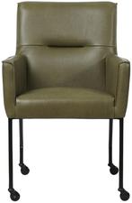 Olijfgroene leren moderne eetkamerstoel - Granada leer Moss, Huis en Inrichting, Stoelen, Overige kleuren, Nieuw, Leer, Ophalen of Verzenden