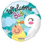 Helium Ballon Geboorte Welcome Baby Ooievaar 45cm leeg, Nieuw, Verzenden
