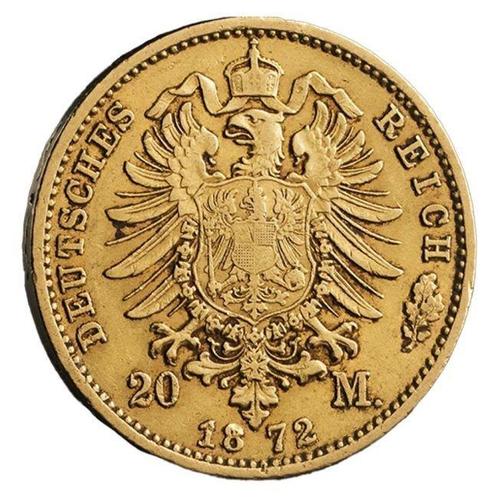 Duitsland. Willem I. 1872 German 20 Marks Wilhelm I Gold, Postzegels en Munten, Edelmetalen en Baren