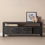 Tv-meubel Mangohout Britt 220 Zwart, Verzenden, Nieuw, 200 cm of meer, Minder dan 100 cm