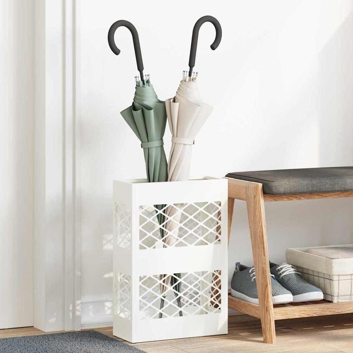 vidaXL Paraplu Standaard met opslag Wit 28 x 12 x 41 cm, Huis en Inrichting, Woonaccessoires | Paraplubakken, Nieuw, Verzenden