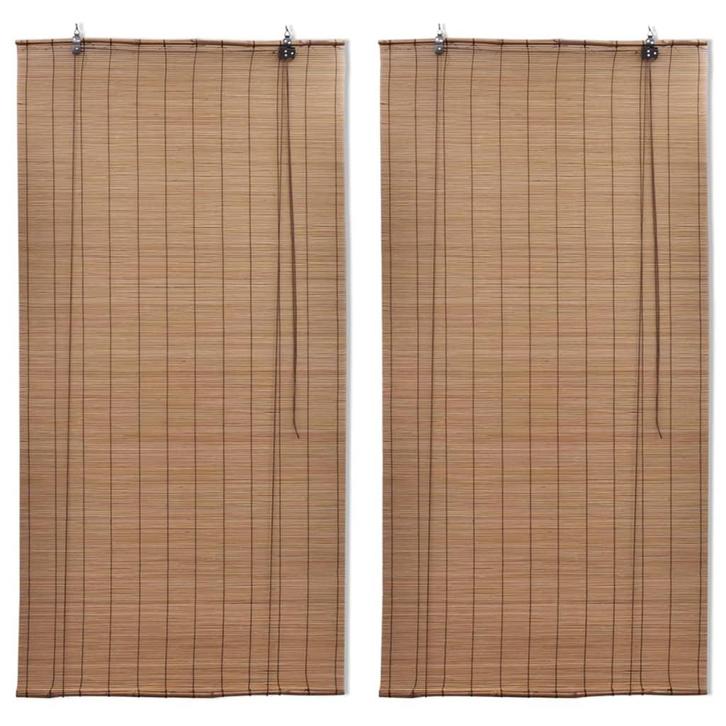 vidaXL Rolgordijnen 2 st 150x220 cm bamboe bruin, Huis en Inrichting, Stoffering | Gordijnen en Lamellen, Bruin, Nieuw, Verzenden