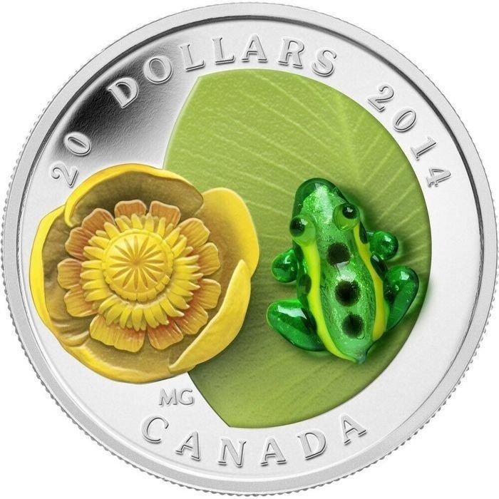 Canada. 20 Dollars 2014 Water-lily and Venetian Glass, Postzegels en Munten, Munten | Europa | Niet-Euromunten