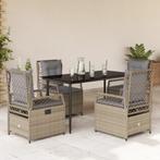 vidaXL 5-delige Tuinset met kussens poly rattan beige, 4 zitplaatsen, Nieuw, Tuinset, Verzenden